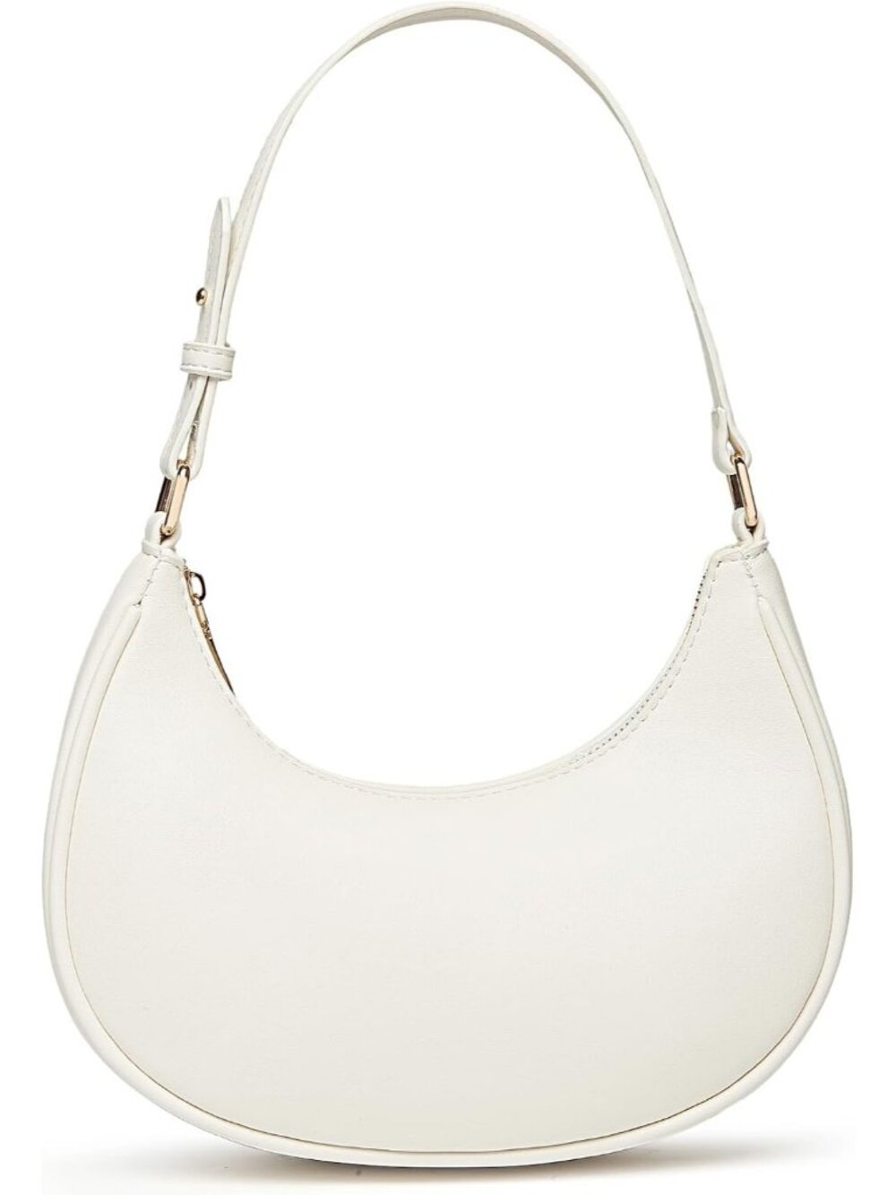 Women's White Leather Retro Classic Clutch Shoulder Tote HandBag with Zipper